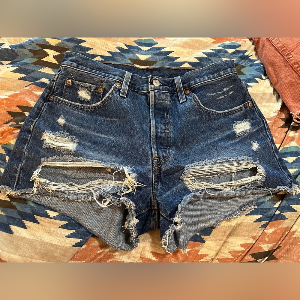 Levi's Ripped Blue Jean Shorts